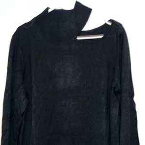 NWOT. Colleen Lopez XL cold shoulder (one side)  1 Black & 1 royal blue sweater.